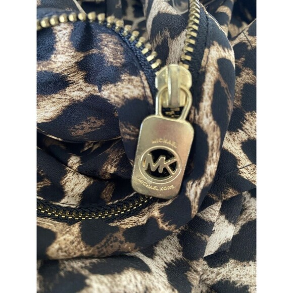 Michael Kors NWT Brown Leopard Animal Full Zip Top Jacket Shacket Size L - Picture 6 of 6